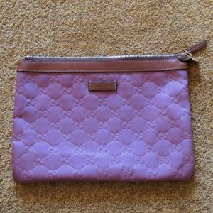 Gucci monogram old rose zipped pouch